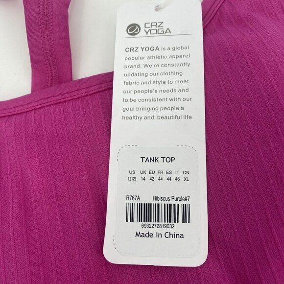 CRZ YOGA Women's L / 12 Yoga Slim Fit Seamless Built-in Bra Tank Top Pink NWT - Picture 5 of 8